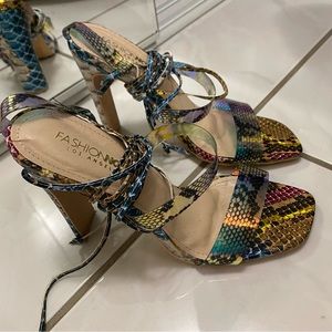 tie up fashion nova snake high heels